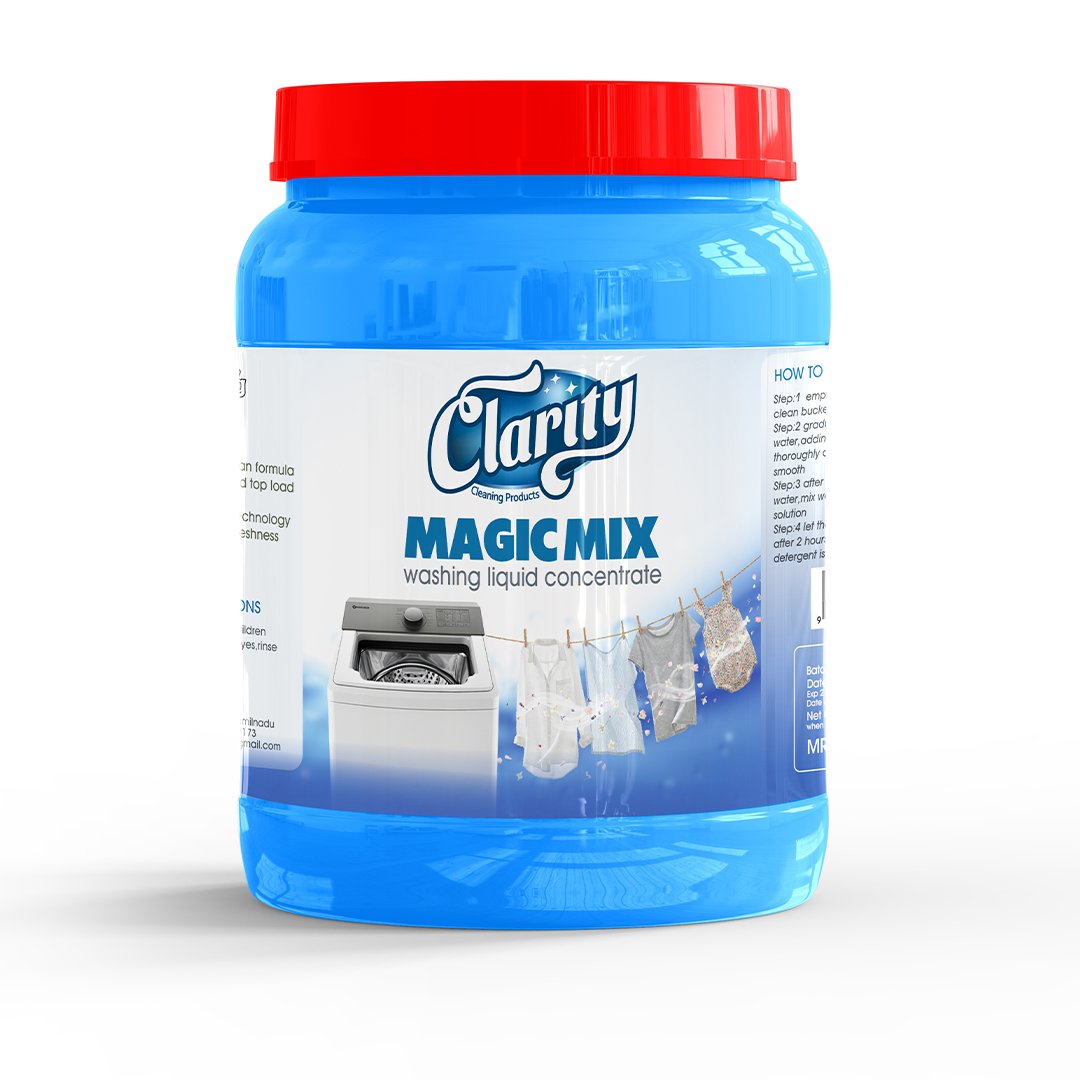 Clarity Magicmix Liquid Detergent Concentrate | Powerful Stain Removal, Fabric-Safe Liquid Detergent for Top-load and Front-load Washing Machine & Hand Wash | Makes 5L