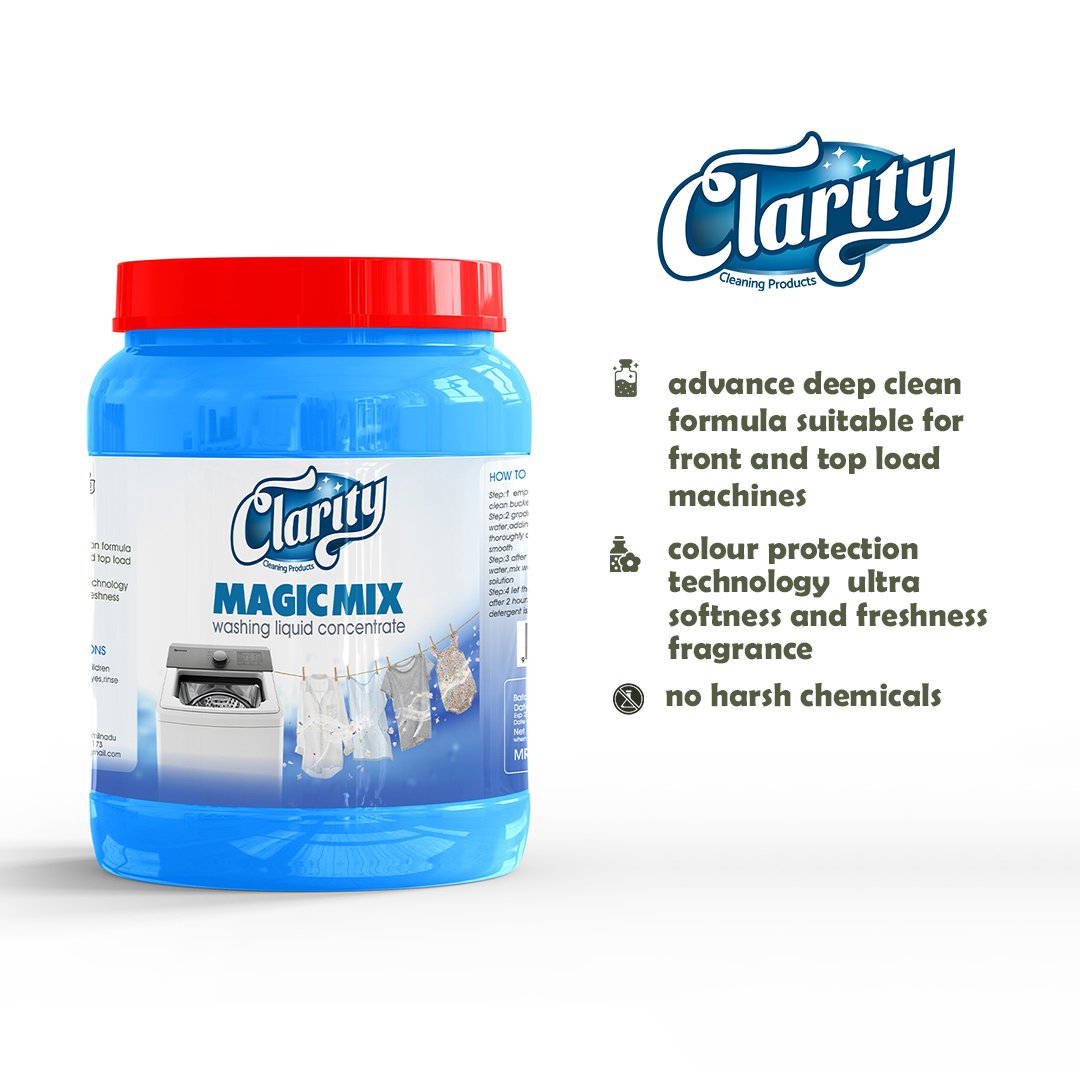 Clarity Magicmix Liquid Detergent Concentrate | Powerful Stain Removal, Fabric-Safe Liquid Detergent for Top-load and Front-load Washing Machine & Hand Wash | Makes 5L image 4