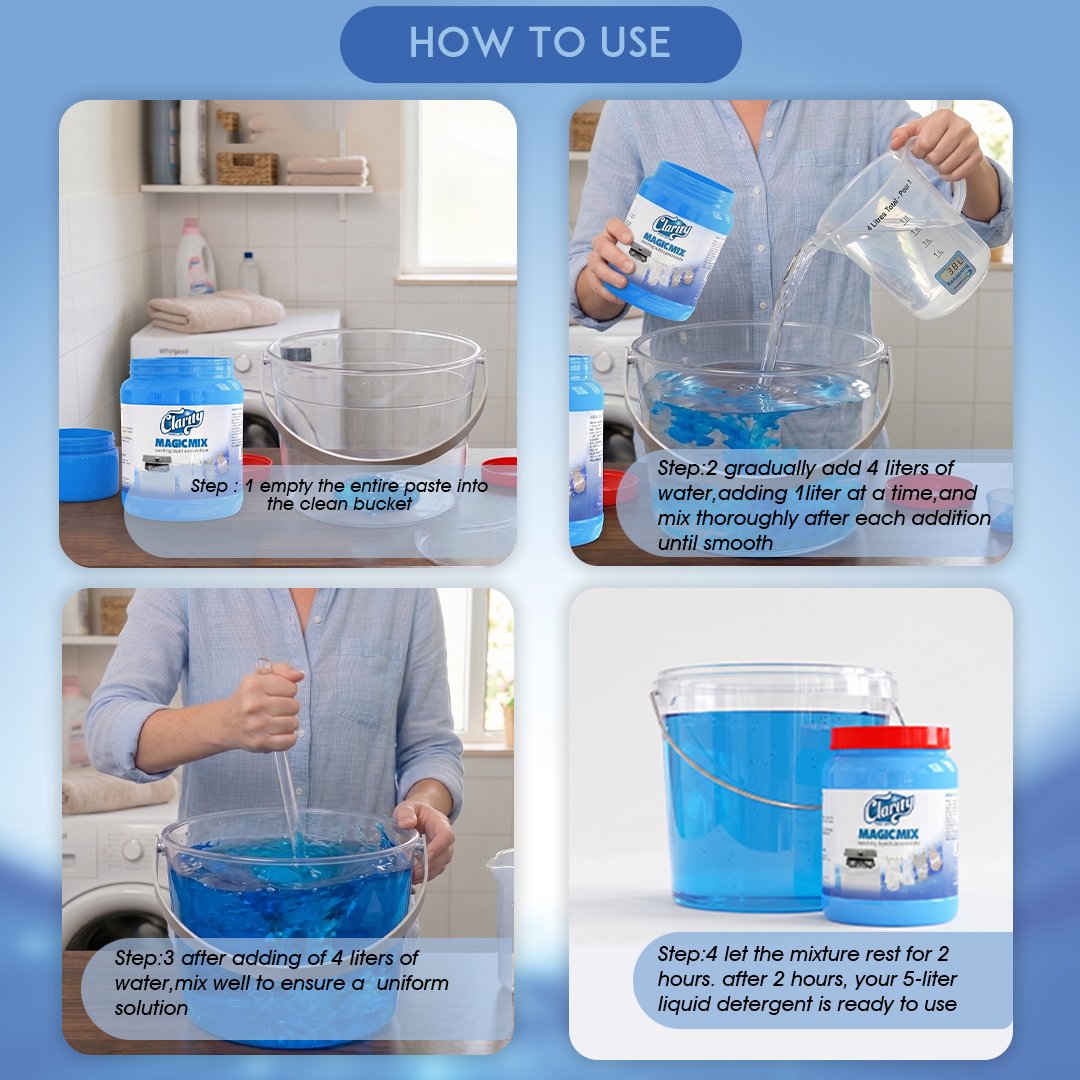Clarity Magicmix Liquid Detergent Concentrate | Powerful Stain Removal, Fabric-Safe Liquid Detergent for Top-load and Front-load Washing Machine & Hand Wash | Makes 5L image 5