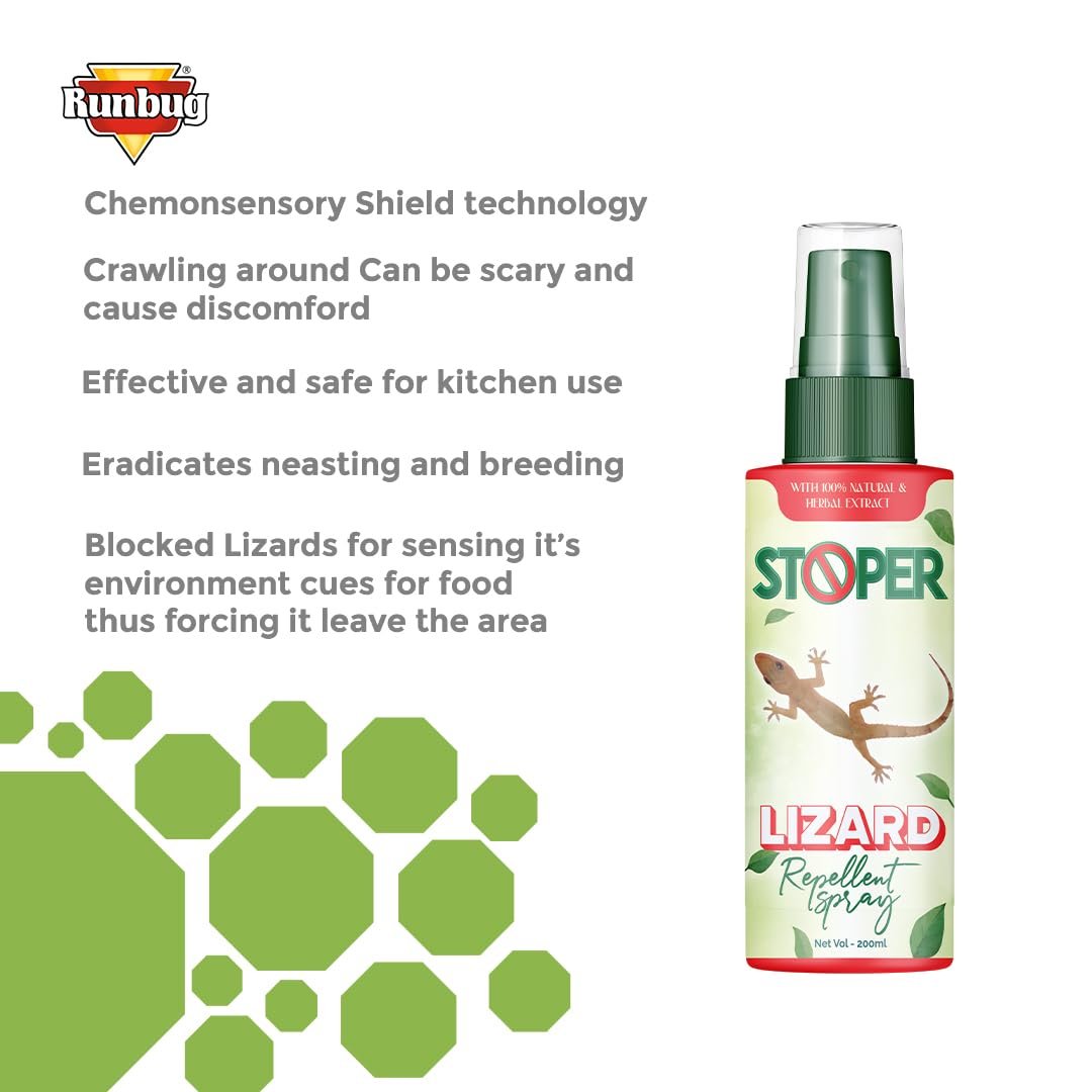 Runbug Stoper Lizard Repellent Spray with 100% Natural & Herbal Extract, 100ml | 100% Herbal and Chemical free | Baby and Pet safe| Effective on all types of Lizards image 3