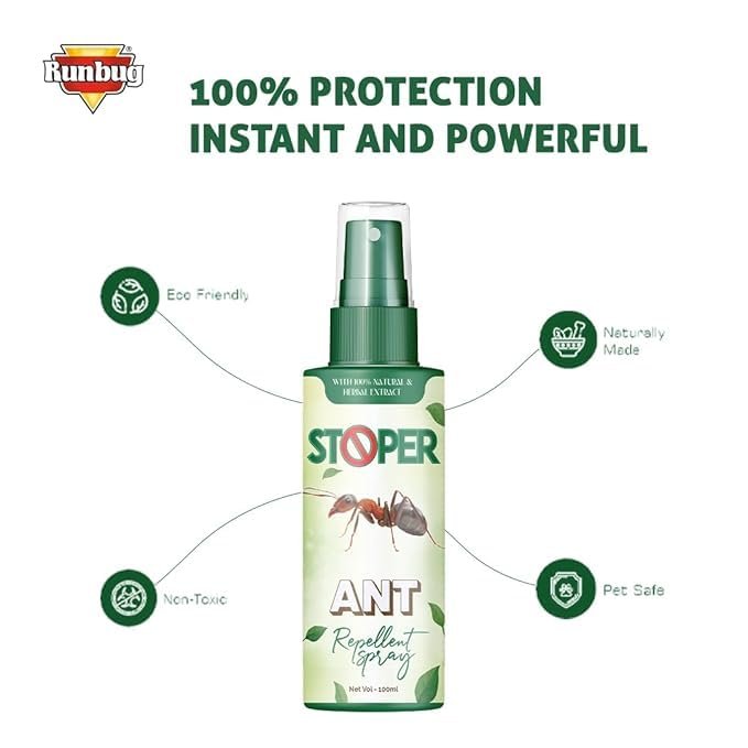Runbug Herbal Ant Repellent Spray, 100% Natural Herbal Extract, 100ml image 2