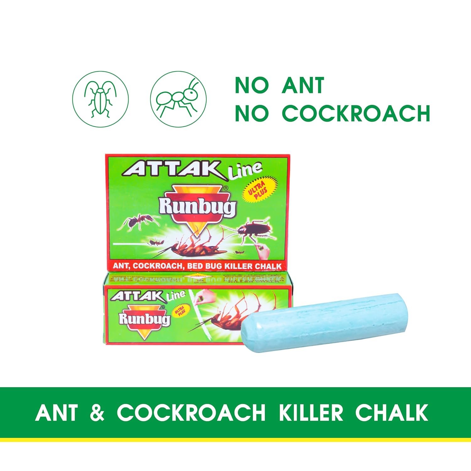 Runbug Attak Line | Ant killer | Cockroach killer | Bed Bug Killer Chalk (pack of 1=12 box)240 g image 3